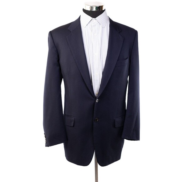 Joseph Abboud Mens Sz 42L 100% All Wool Super 100s Blue Blazer Sport Coat Jacket - Picture 2 of 12